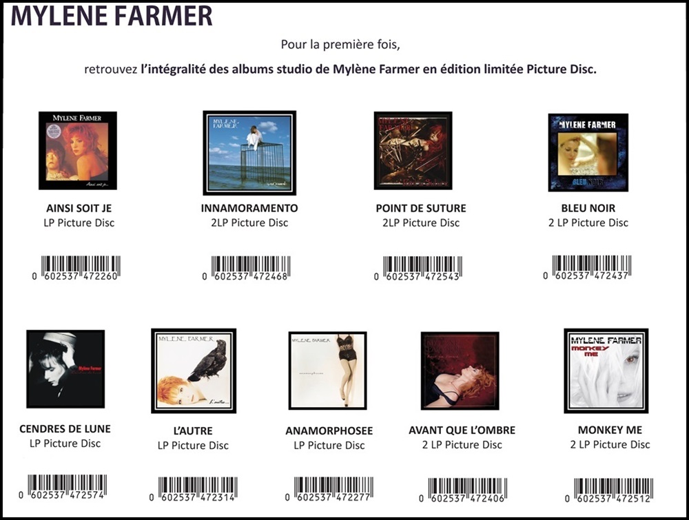 Mylene Farmer - Picture Disc - Albums Studio